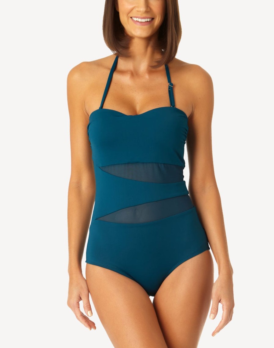 In Dotted Line High Neck One Piece